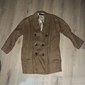 Zara Tan Blazer Size M – Double-Breasted